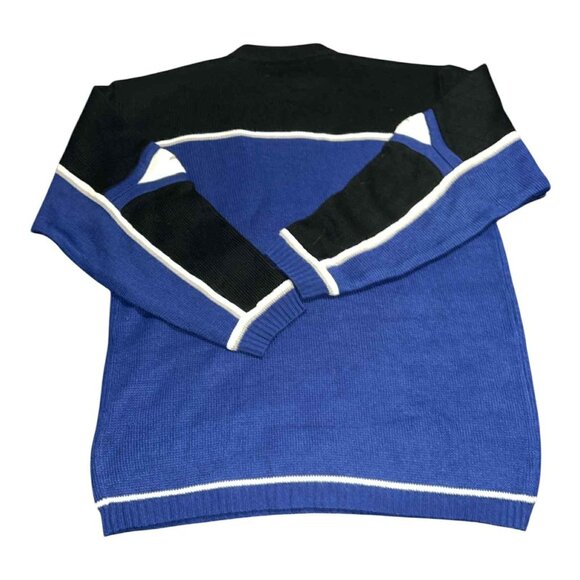 Red Spike Sweater Mens XL Blue Black White Striped Crewneck Pullover Hong Kong - Picture 2 of 5